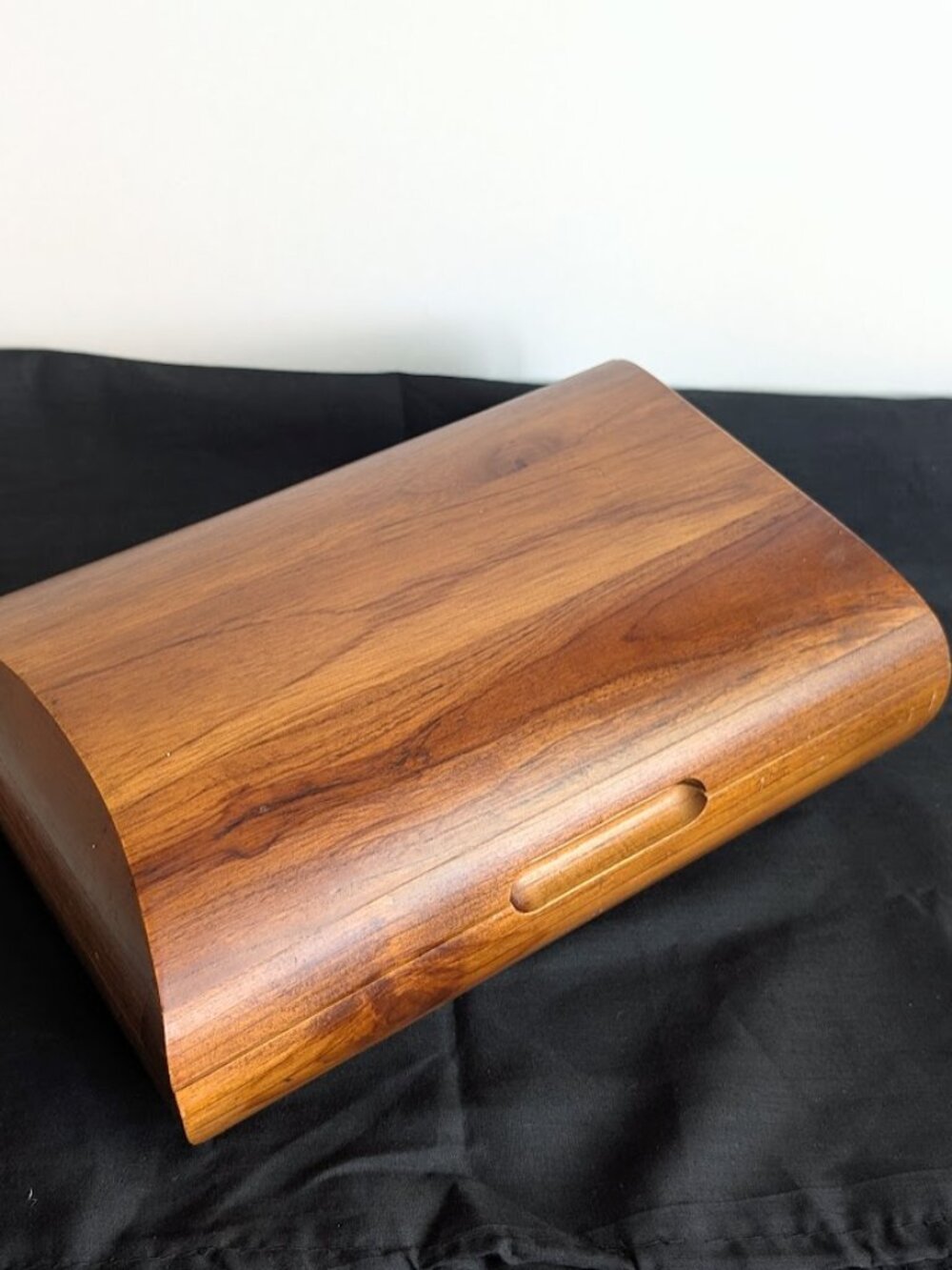 Vintage MCM Sculptural Teak Jewelry Box Chest Scandinavian Danish style 11.5"